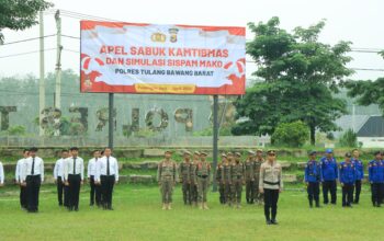 Perkuat Kesiapsiagaan Personel, Polres Tubaba Gelar Apel Sabuk Kamtibmas dan Simulasi Sispam Mako