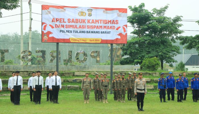 Perkuat Kesiapsiagaan Personel, Polres Tubaba Gelar Apel Sabuk Kamtibmas dan Simulasi Sispam Mako